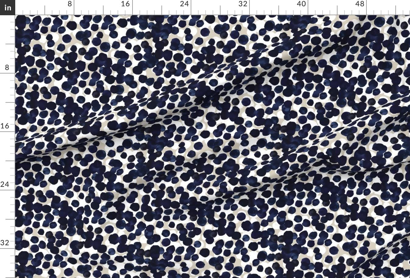 Spoonflower Fabric - Indigo Dots Watercolor Blue Midnight White Dark Beige Leopard Print Printed on Chiffon Fabric by The Yard - Sewing Fashion Apparel Dresses Home Decor