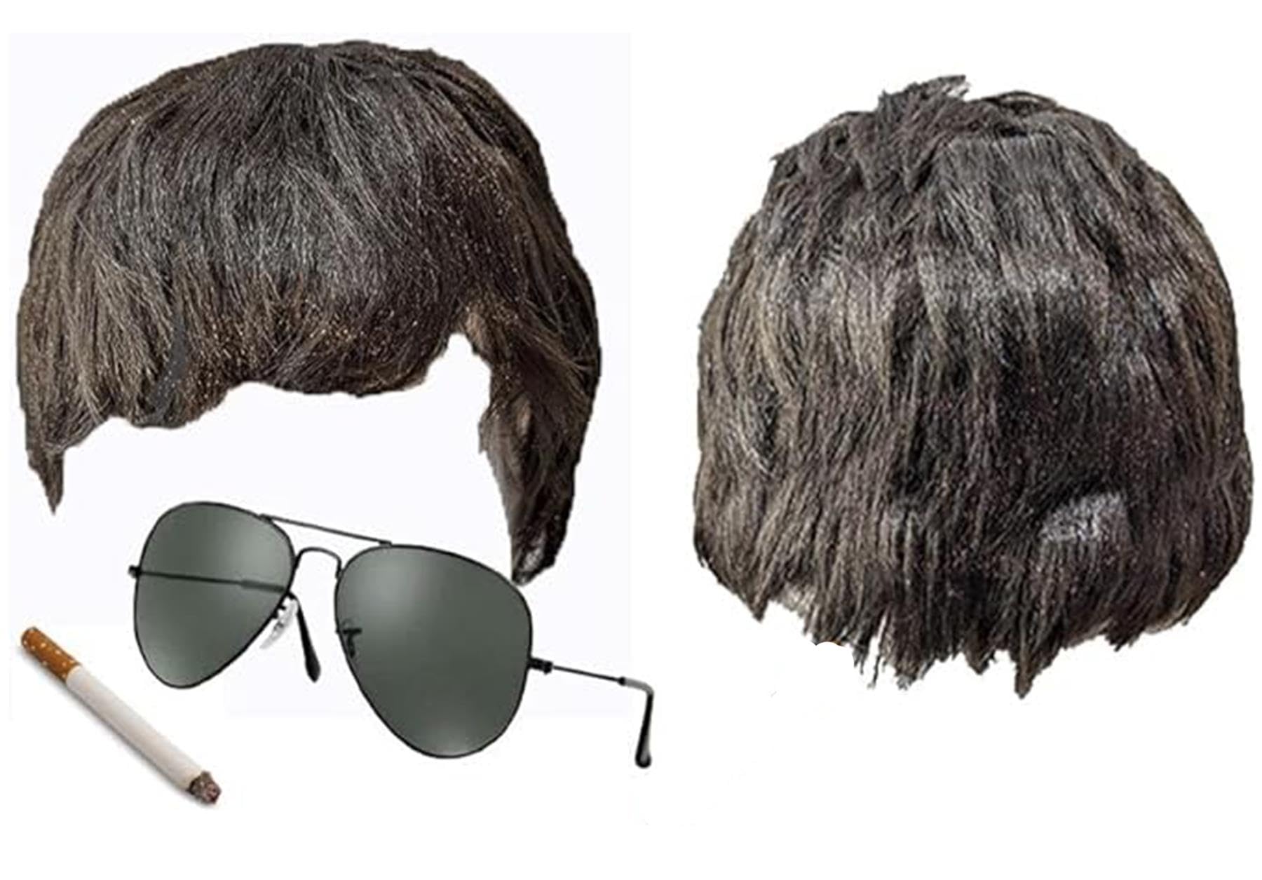 The Dragons Den Adults Manchester Britpop Brothers Noel Rock Band Reunion Fancy Dress Wig Set, City Blue Noel