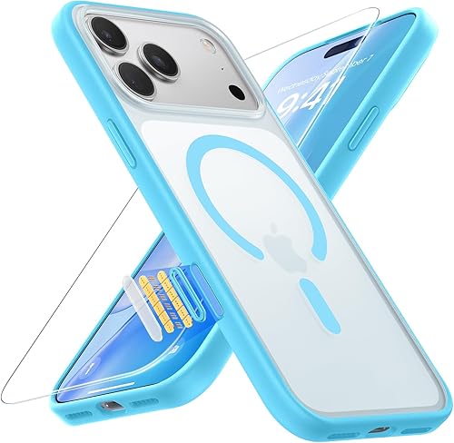 Miniatura 9 de Funda magnética 3 en 1 a prueba de golpes para iPhone 17 Pro, compatible con MagSafe, protección militar superior, 1 protector de pantalla + 1