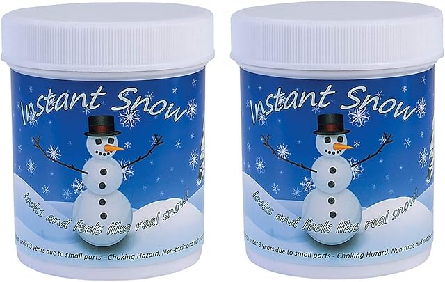 (Pack of 2) 100g Tubs of Instant Artificial Pretend Fake Snow Decoration - Makes 16 Litres