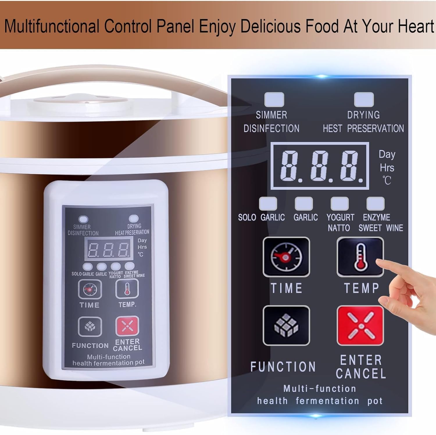 Fermentatore elettrico per aglio nero da 7,5 litri, con griglia in acciaio inox, timer regolabile da 168 a 288 ore, ideale per yogurt, natto e riso dolce.