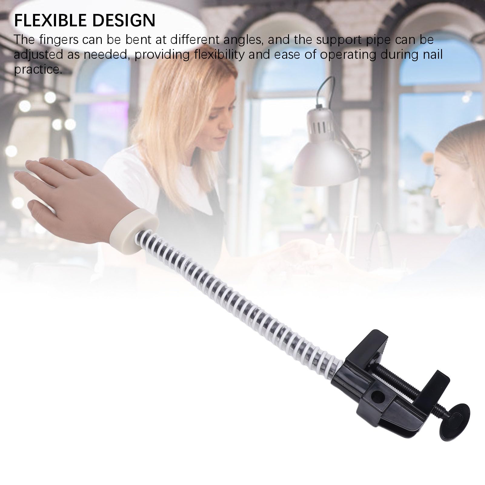 Generic Silikon-Nagel-Übungs-Trainingshand, Flexibel Beweglich für Anfänger, Maniküre-Übungen mit Klemmbasis, 1 Box Nagelspitzen