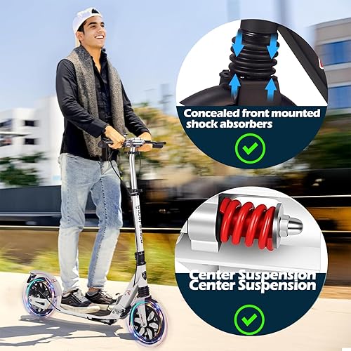 Miniatura 3 de GLDDFDG Commuter - Scooter para adultos de 300 libras de capacidad, ruedas grandes, patinete plegable deportivo para niños de 10 años en adelante, 4
