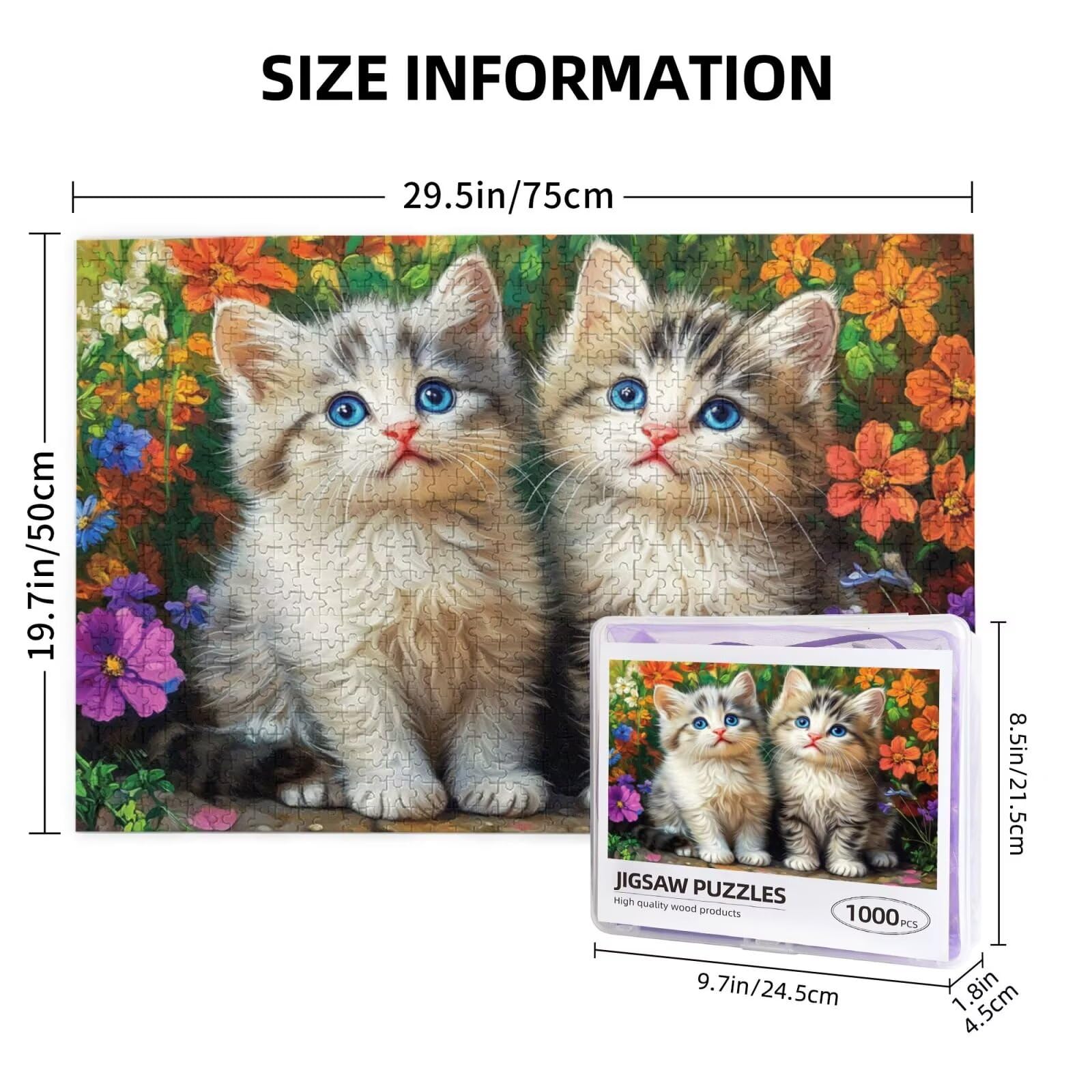 Puzzle kot, 6000 elementów, puzzle ze zwierzętami, dla dorosłych, z pudełkiem na prezent, duże drewniane puzzle dla dorosłych, gra zręcznościowa dla całej rodziny, prezenty dla kobiet, 105 x 180 cm