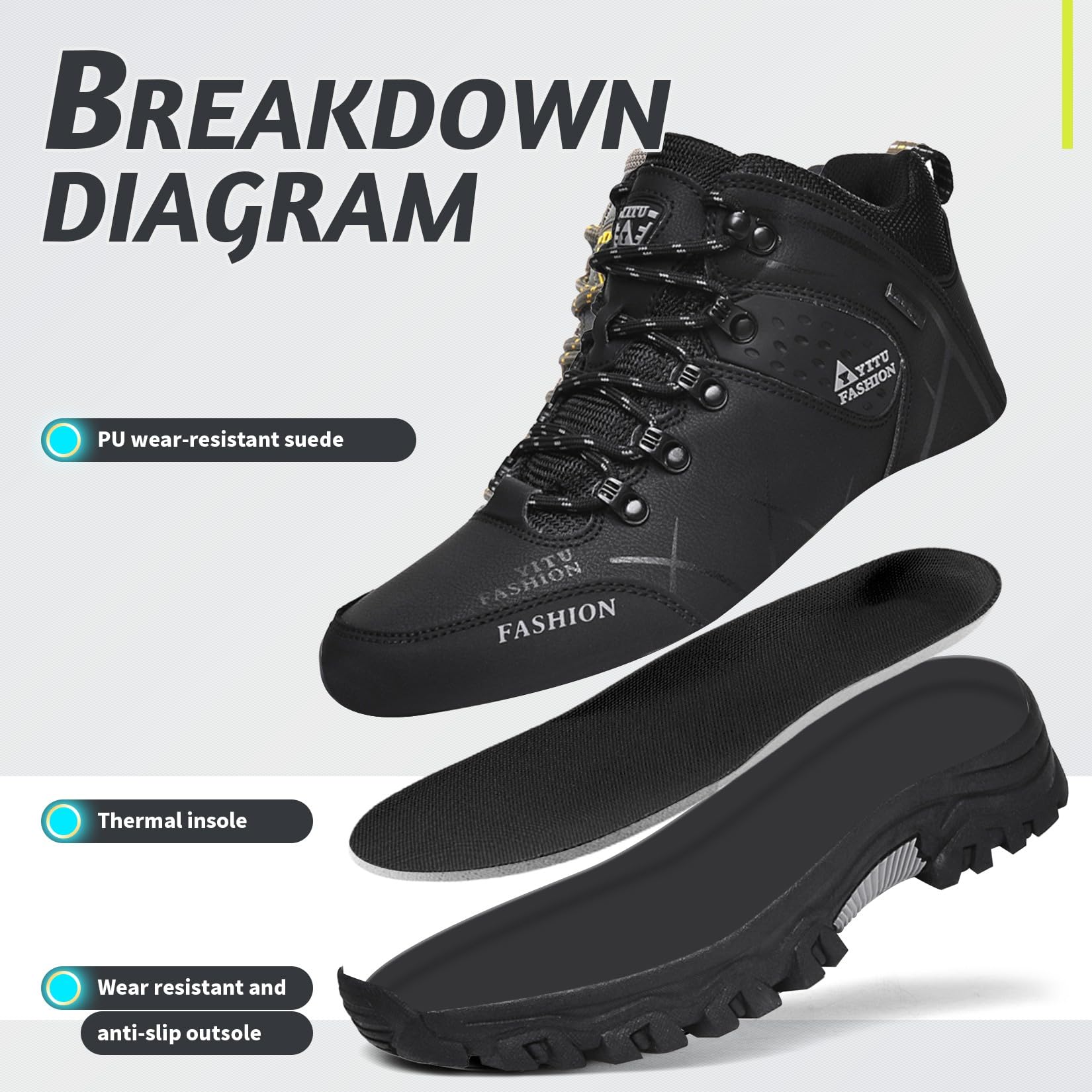 Uomo Stivali da Escursionismo Uomo Scarpe da Trekking Scarpe da trekking all'aperto traspiranti Uomo Stivali da passeggio leggere Antiscivolo Scarpe Sportive