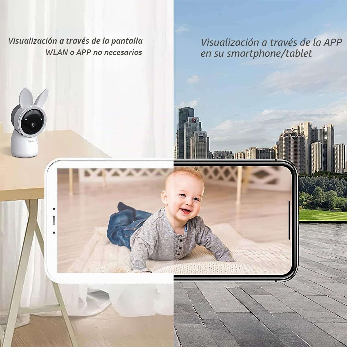 ARENTI AINanny Kit Plus - Vigilabebés con Pantalla LCD de 5" (4 MP, Giro e inclinación, Seguimiento automático)