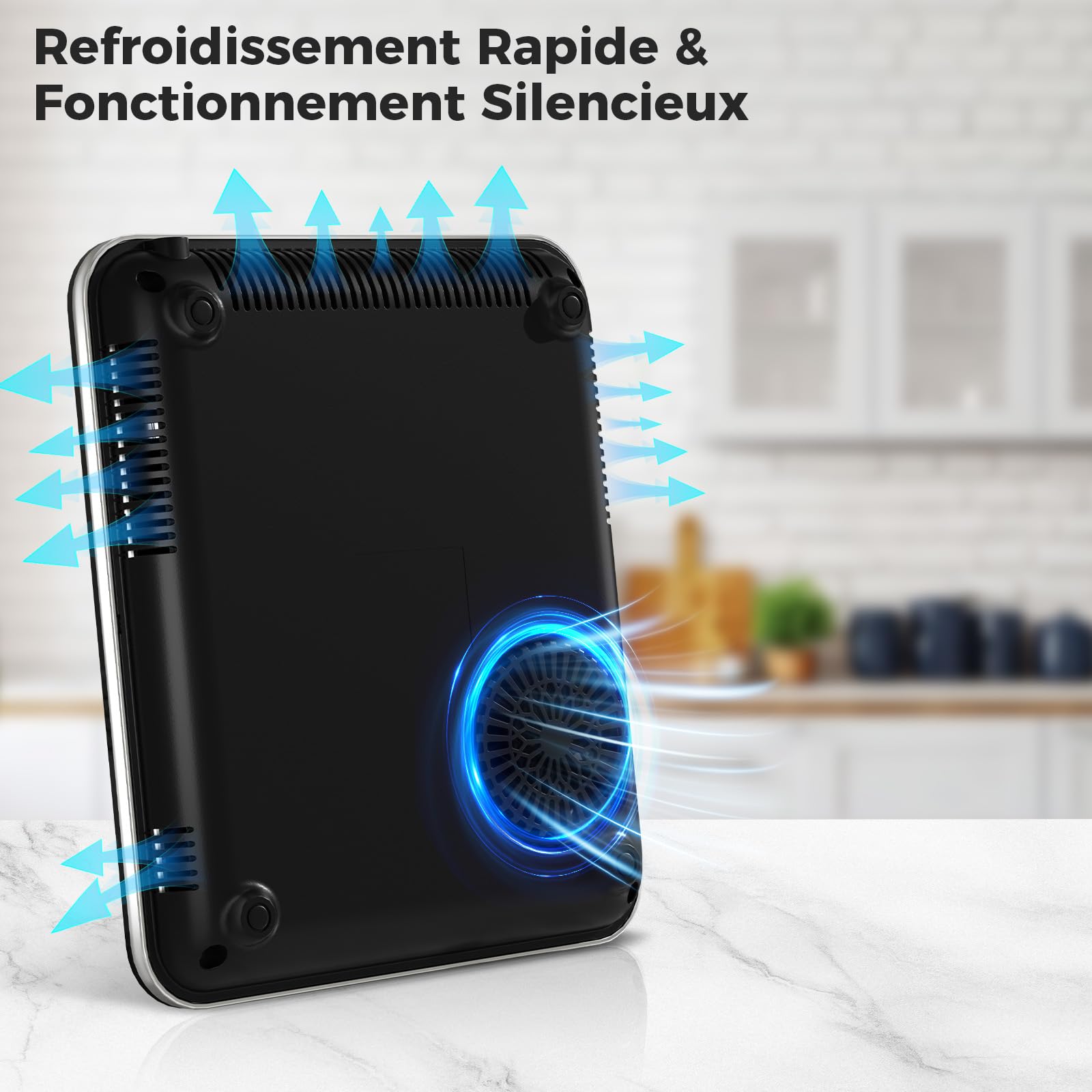 YASHE Plaque à Induction Portable 2000W, Réchaud Induction avec Commande Tactile, 10 Niveaux de Puissance et 10 Températures, Minuterie 4H, Verrouillage Enfant, Vitrocéramique