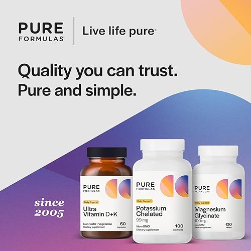 Miniatura 6 de PureFormulas Suplemento de potasio quelado 99 mg Fórmula de potasio puro altamente absorbible para energía, nervios, músculos, riñones, corazón y