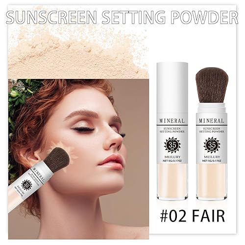 Miniatura 2 de Polvo fijador de protección solar SPF 35, polvo mineral para rostro y cuero cabelludo, control de aceite, acabado mate natural, polvo suelto,