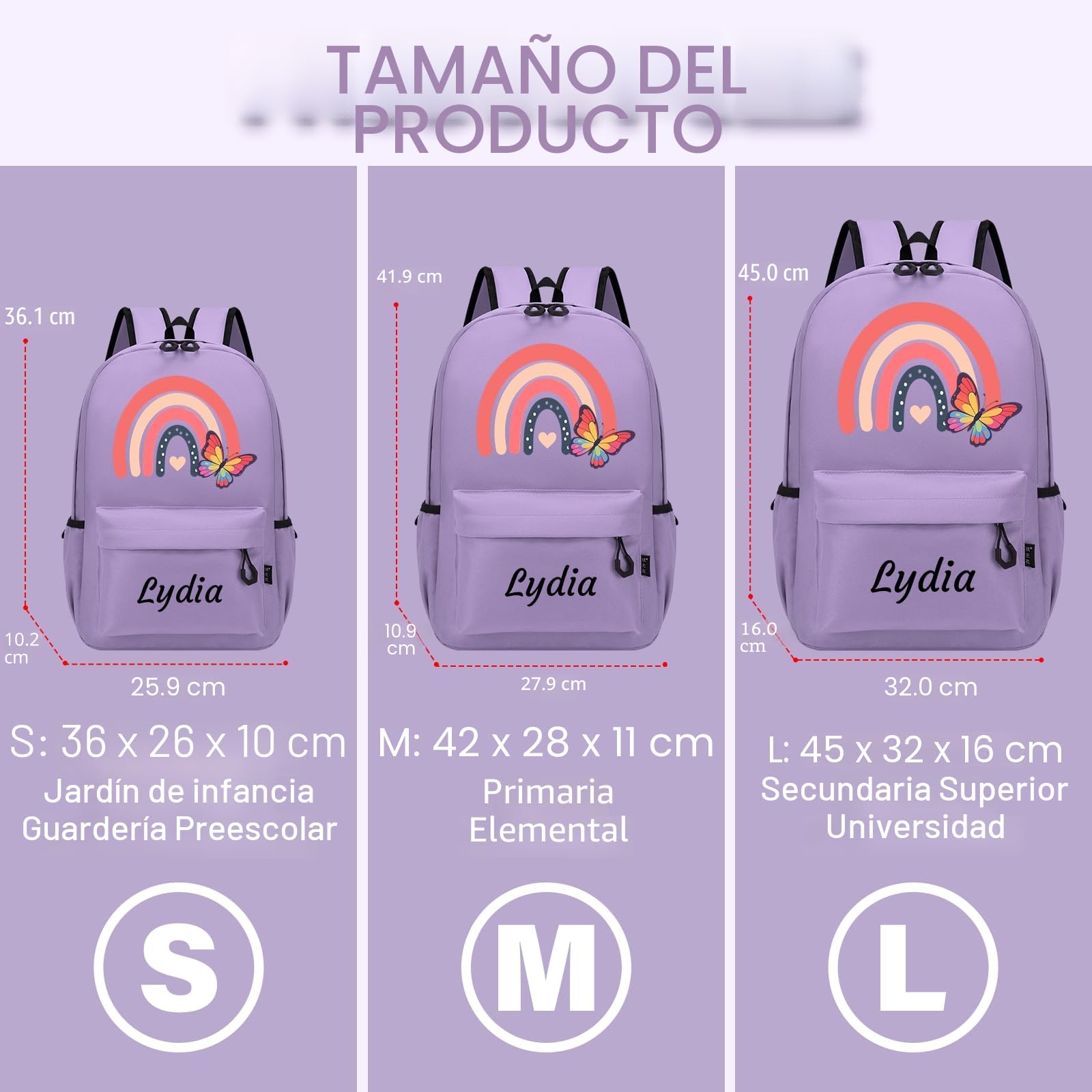 Mochila infantil personalizada impermeable para niños con nombre y diseño, guardería escuela primaria adolescentes S/M/L