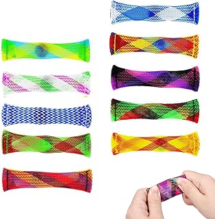 10 Pcs Marble Mesh Fidget Toy,Silent Marble Mesh Fidget Toys Fidgets for School,Colourful Sensory Toy Anxiety Relief Braided Tube Flex Squeezable Stress Reliever for Kids teenage Adults(Random Color)