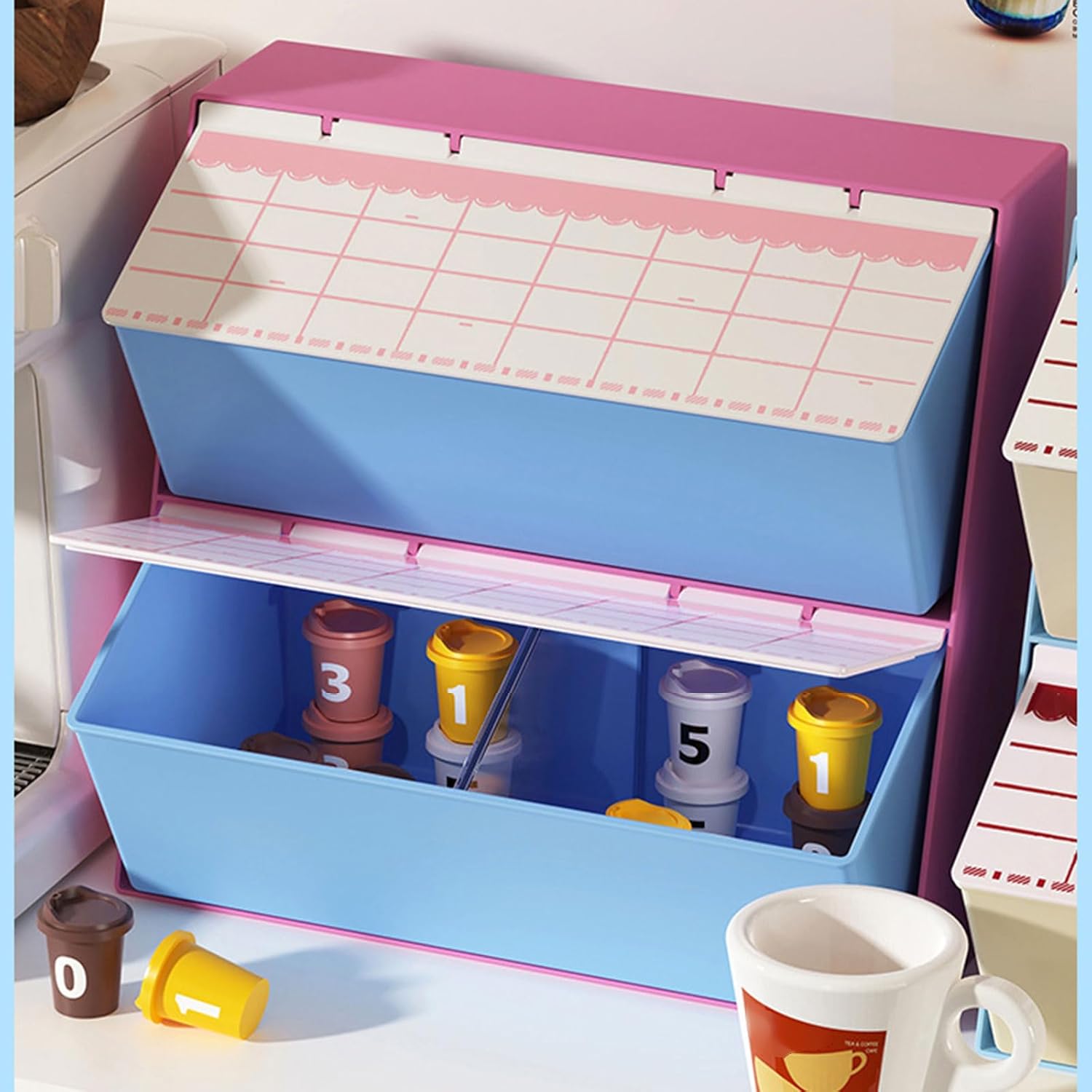Coffee Pods Storage Container with Compartments for Pods Teas Bag Organization Space Saving Organiser Teas Bag Storage
