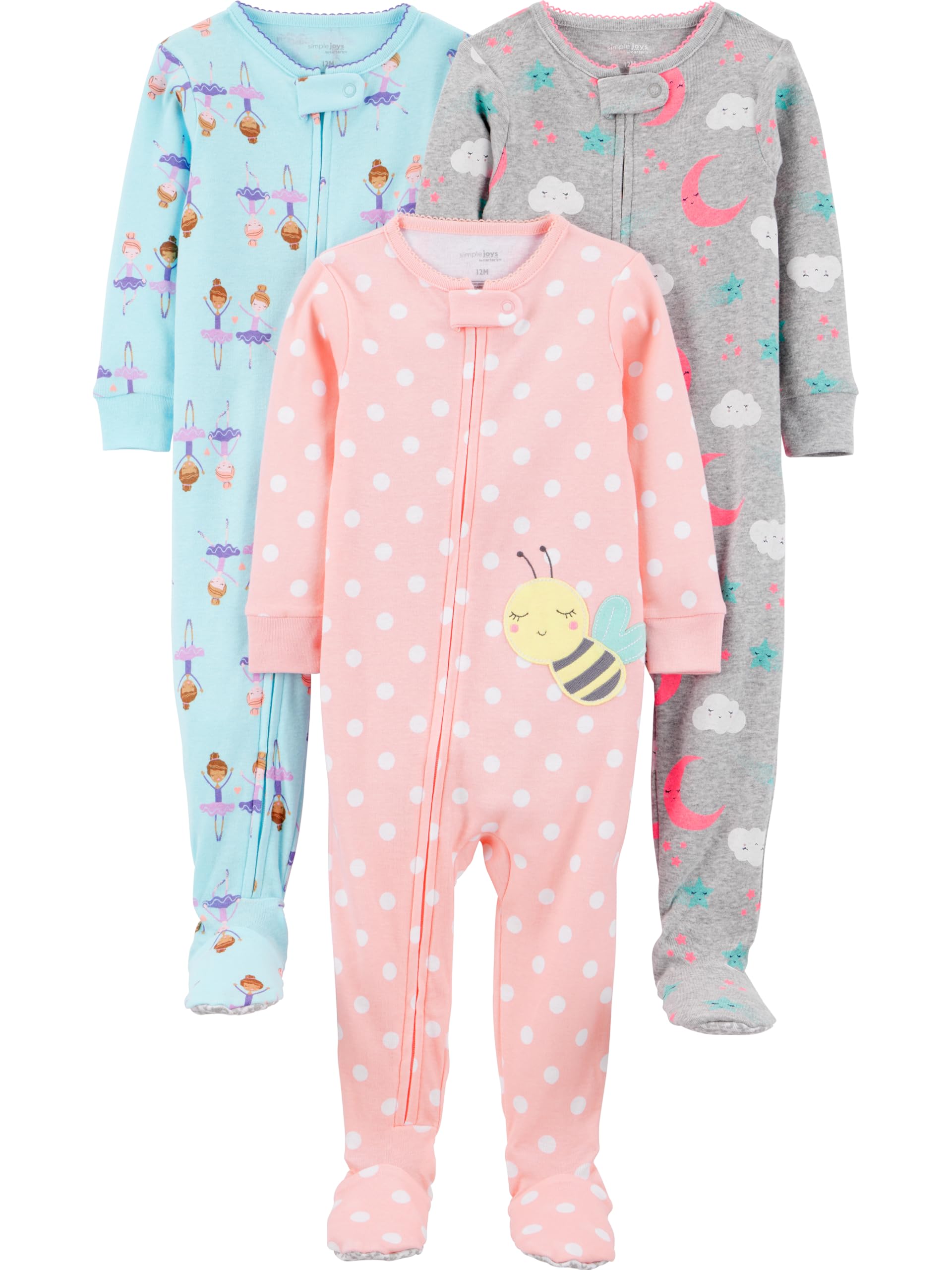 Simple Joys by Carter'sToddlers and Baby Boys' Snug-Fit Footed Cotton Pajamas, Pack of 3OEKO-TEX STANDARD 100