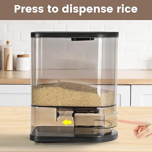 Miniatura 9 de Dispensador grande de arroz de 22 a 25 libras, dispensador de cereales, contenedor de almacenamiento de alimentos con taza medidora, recipientes de