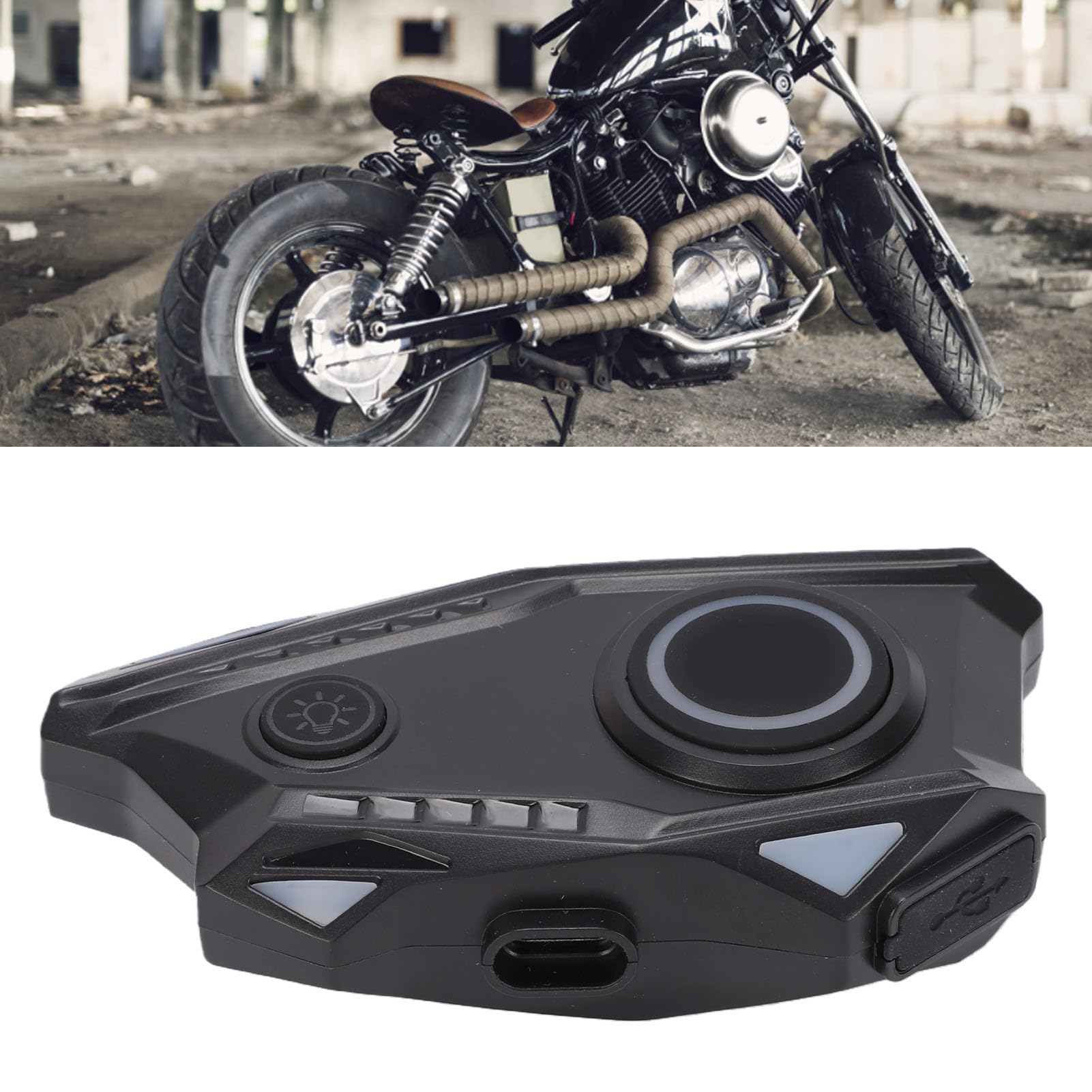 Yctze Auricolare Bluetooth per Casco da Moto con Cancellazione Intelligente del Rumore, Batteria da 1000 MAh Dal Design Ultra Sottile e Impermeabile per Moto da Motoslitta