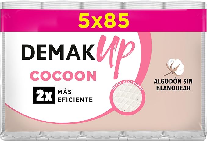Demak'up Cocoon: Lote 5 Paquetes con 85 Discos Desmaquillantes de Algodón
