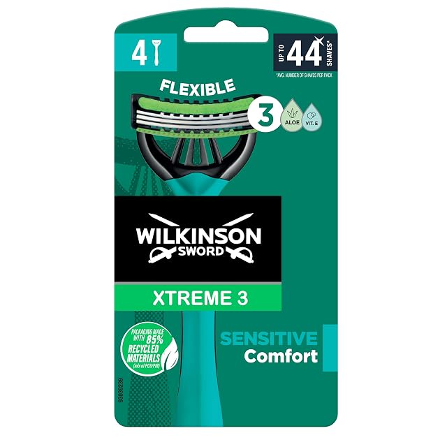 Wilkinson Xtreme 3 Sensitive Jednorazowe Maszynki do Golenia, 4 Sztuk