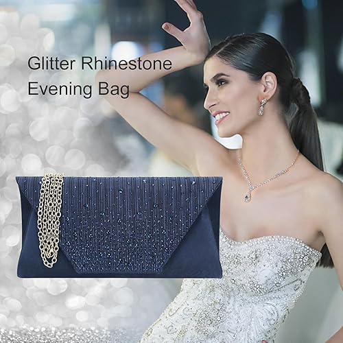 Vista 8 de Eshow Bolso de mano para mujer, bolso de noche, diseño de lentejuelas con cuentas vintage, bolsa de diamantes de imitación para boda, fiesta