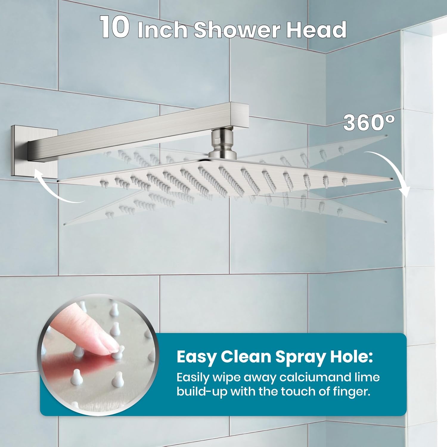 gotonovo Shower System with Tub Spout Wall Mounted Rain Shower Head and Handle Combo Shower Faucet Set with Valve, 10 Inch, Brushed Nickel