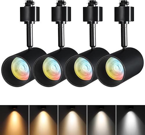 LEONLITE Cabezales de iluminación LED de 8.5 W, cabezales de luz de riel tipo H, iluminación de pista regulable de 45, accesorio de iluminación de