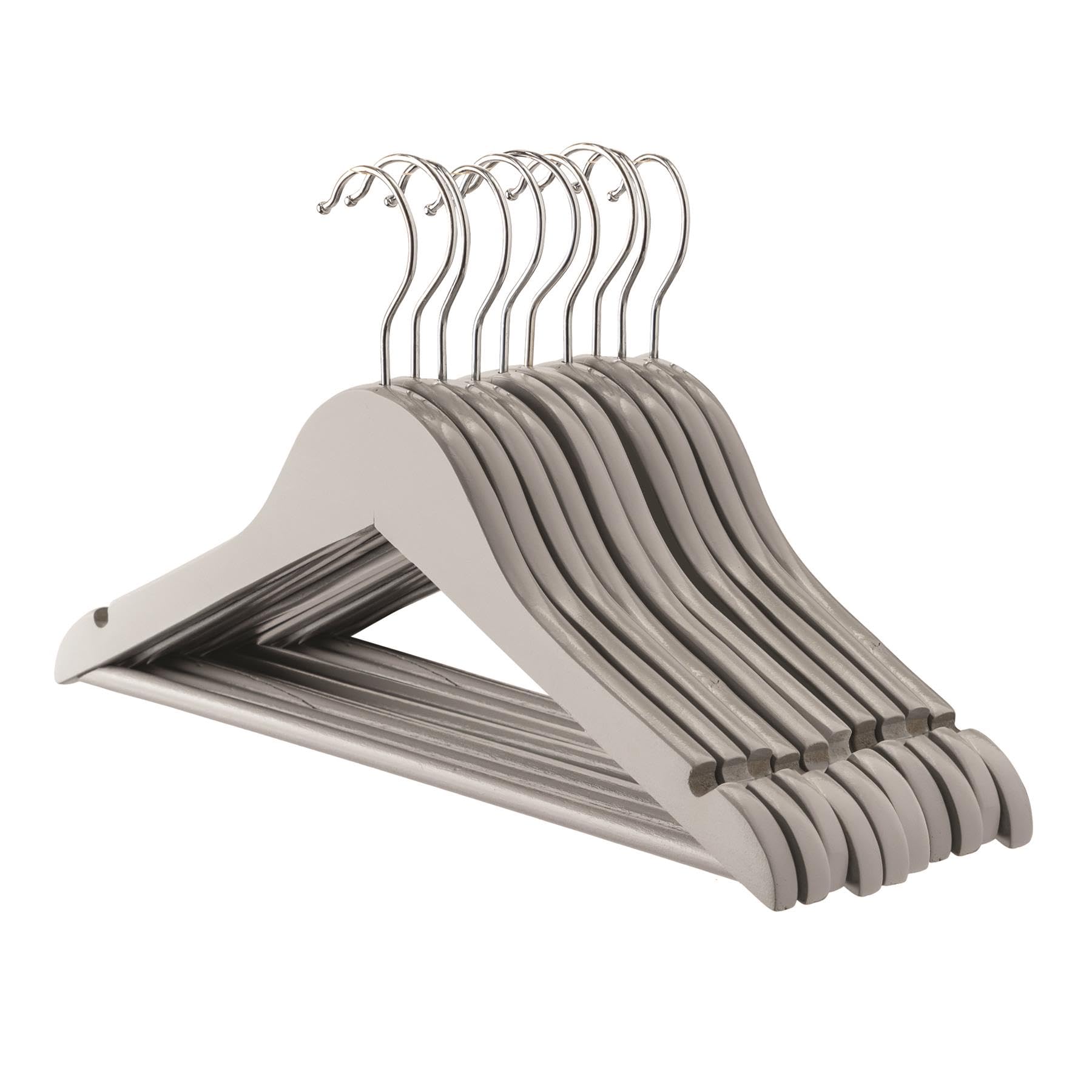 Harbour Housewares Kids Wooden Clothes Hangers - Trouser Bar - Grey - 10 Pack