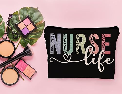 Miniatura 9 de Lacosu Bolsa de maquillaje de enfermería con flores retro para enfermera, bolsa de cosméticos pequeña con cremallera, regalo de agradecimiento a la