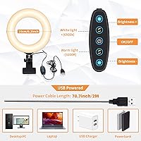 Vista 6 de Video Conference Lighting Kit, Ring Light Clip on Laptop Monitor with 5 Dimmable Color & 5 Brightness Level for Webcam Lighting/Zoom Lighting/Remote