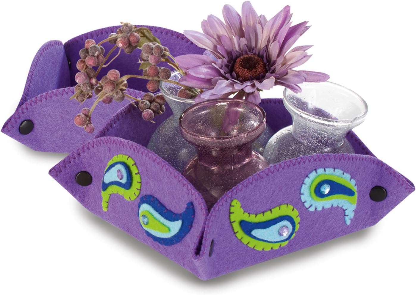 Folia 51231 Felt Basket Set of 2, 11.5 x 11.5 cm 15 x 15 cm Purple