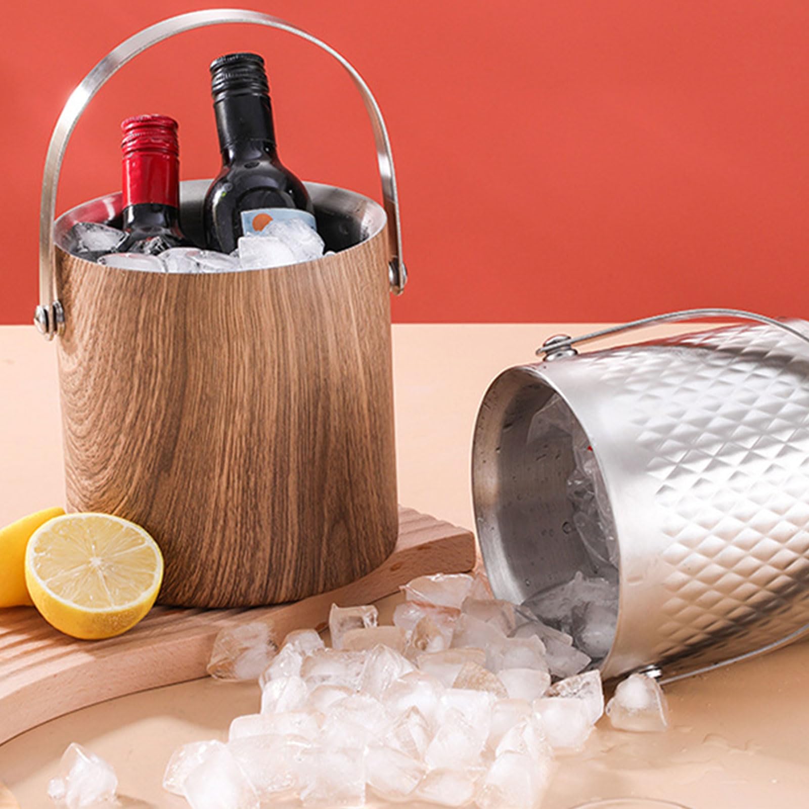Soportes de hielo comerciales de acero inoxidable de 2 l, aislamiento al vacío de doble pared, construcción a prueba de óxido, para restaurantes, eventos, cubos de hielo