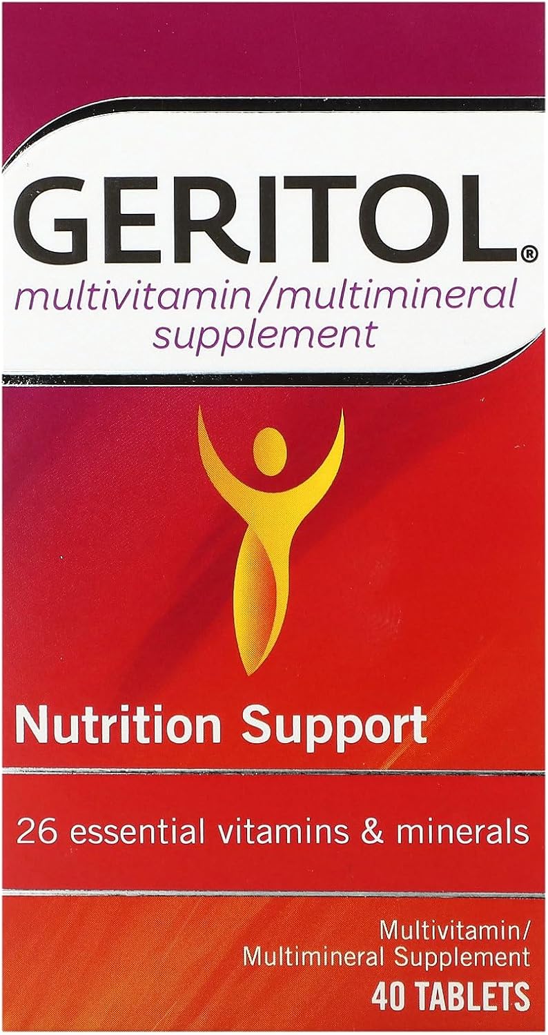 Geritol, Multivitamin Supplement, Contains B-Vitamins, Antioxidants, Vitamins C, E & D and Iron, 26 Essential Vitamins and Minerals, Gluten-Free, Non-GMO, No Artificial Sweeteners, 40 Tablets