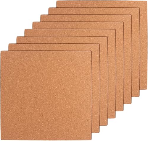 Cork Board Tiles, 12" X 12" X 14",Corkboard, Premium Natural Cork for Bulletin Board, Mini Wall, 72 Self Adhesive Squares Included,8 Pack