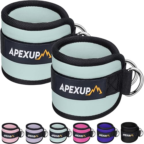 Miniatura 36 de APEXUP Correa de tobillo para máquina de cable, bandas de resistencia de tobillo, correas de tobillo de patada hacia atrás con cable para gimnasio