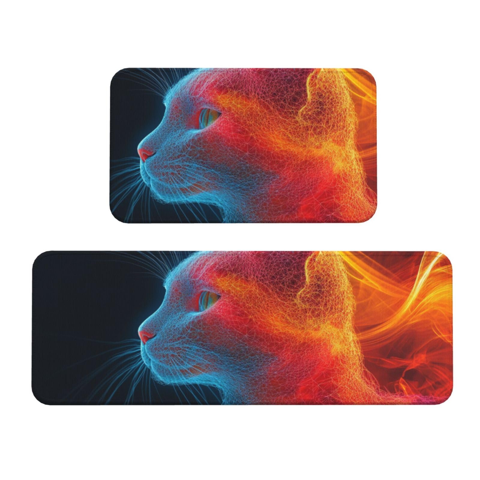 Alfombrillas de cocina lavables y antideslizantes con diseño de gato para suelo de lavandería