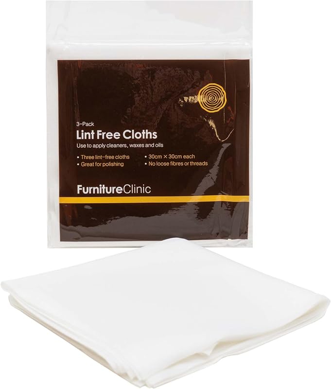 Furniture Clinic Lint Free Cotton Cloths | Eco-Friendly and Reusable Multi-Purpose Application Rags | for Furniture, Home, Office, Oiling and Waxing | Hypoallergenic | Quick-Drying | 3 Pack
