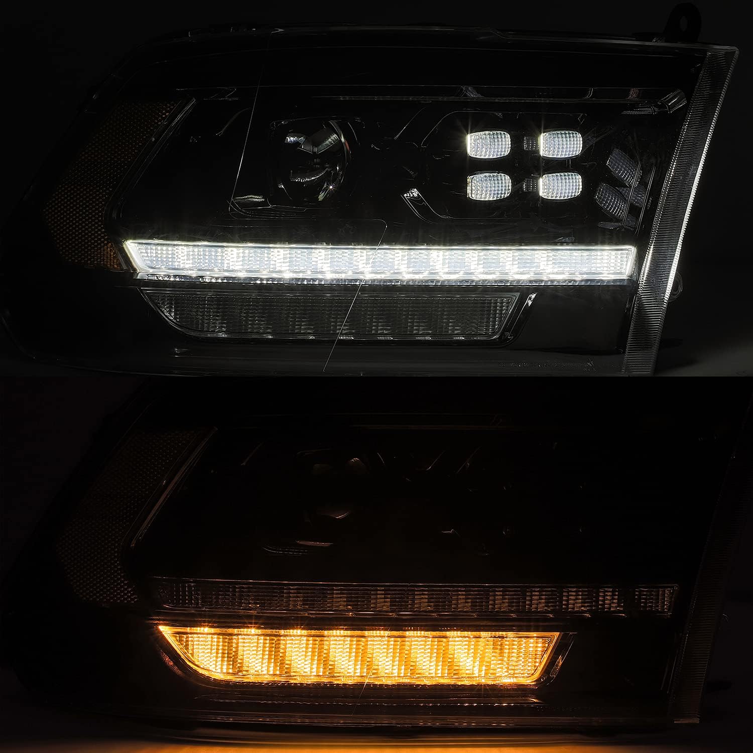 AlphaRex® 880524-09-18 Ram 1500/10-18 Ram 2500 and Ram 3500 with Quad or Dual headlights Pro-Series Alpha-Black