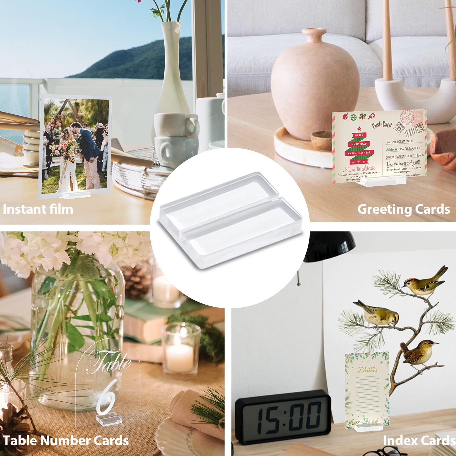 Lot de 12 porte-cartes de table en acrylique transparent de 5,1 cm | Présentoir de cartes en acrylique pour numéros de table, pour mariages, fêtes, restaurants et présentoirs d'entreprise 0,2 cm