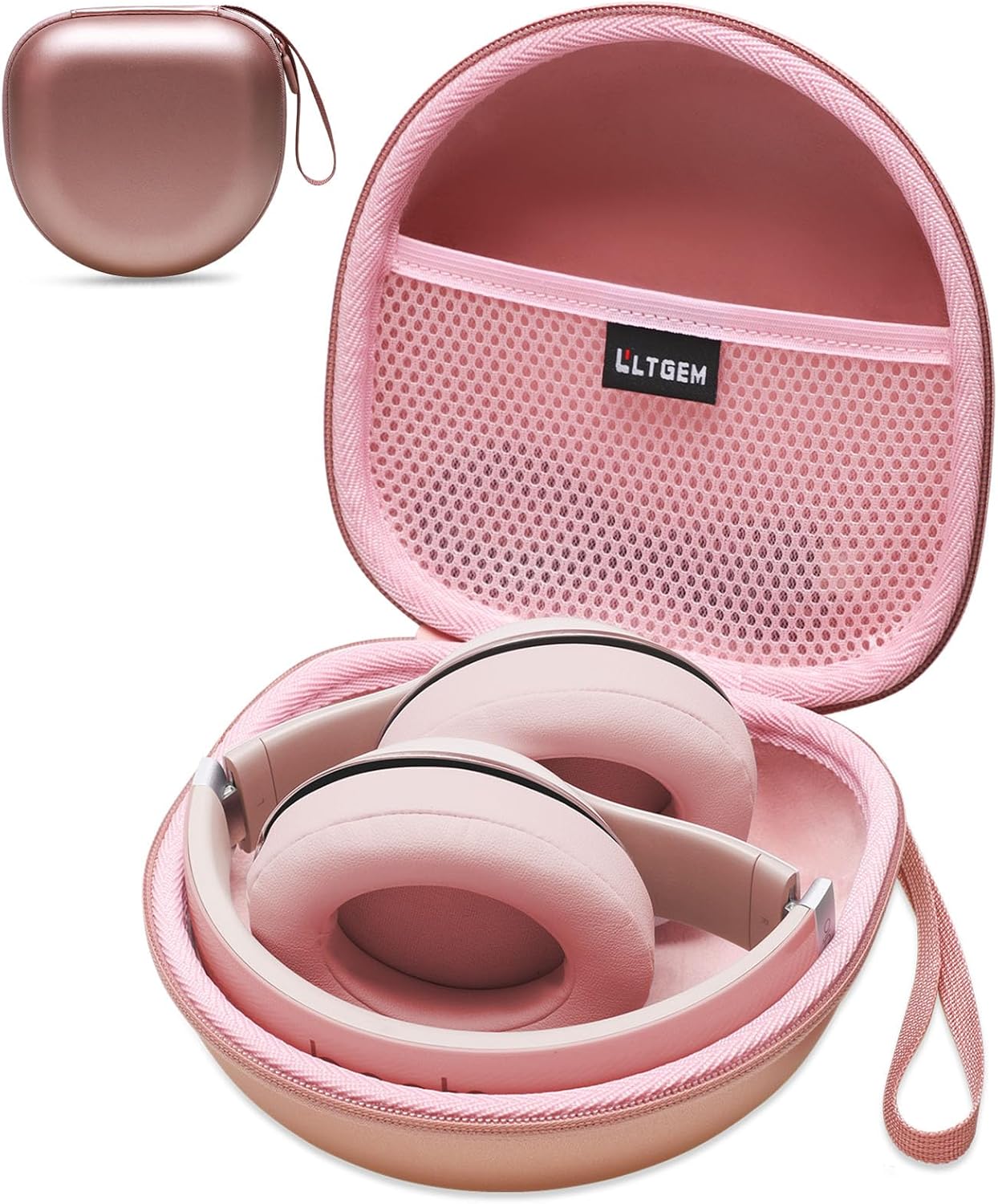 Headphone Case Compatible with Glynzak/BERIBES/TOZO/KVIDIO/Beats/Soundcore Anker/JBL Noise Cancelling Over-Ear Headphones, Rose Gold