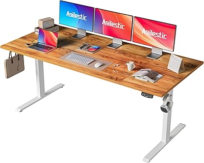 Agilestic Höhenverstellbarer Schreibtisch 180 x 80 cm, Stabiler Schreibtisch Höhenverstellbar Elektrisch mit Memory-Handsteuerung, Ergonomischer Steh-Sitz Tisch Computertisch, Hellbraun
