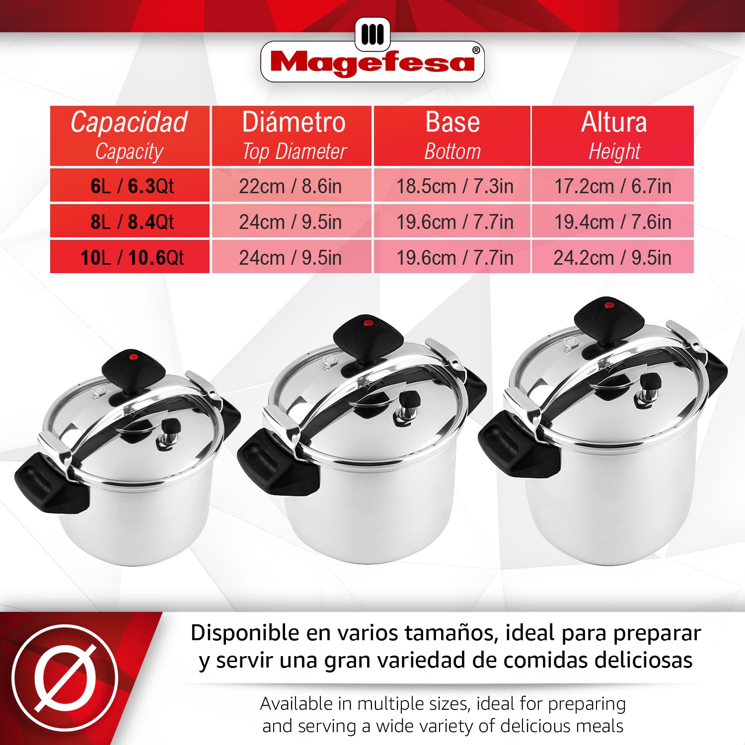 Magefesa Inoxtar - Olla Express Tradicional de 6 Litros + Cestillo, Acero Inoxidable 18/10, Inducción, Cocina Sana, Pomo Rotatorio, Fondo Termodifusor - 3