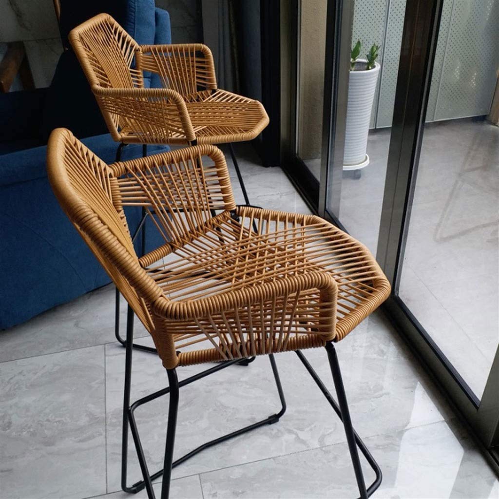 Buy Beige Rattan Bar Stool Rattan Wicker Barstools Chair with Footrest