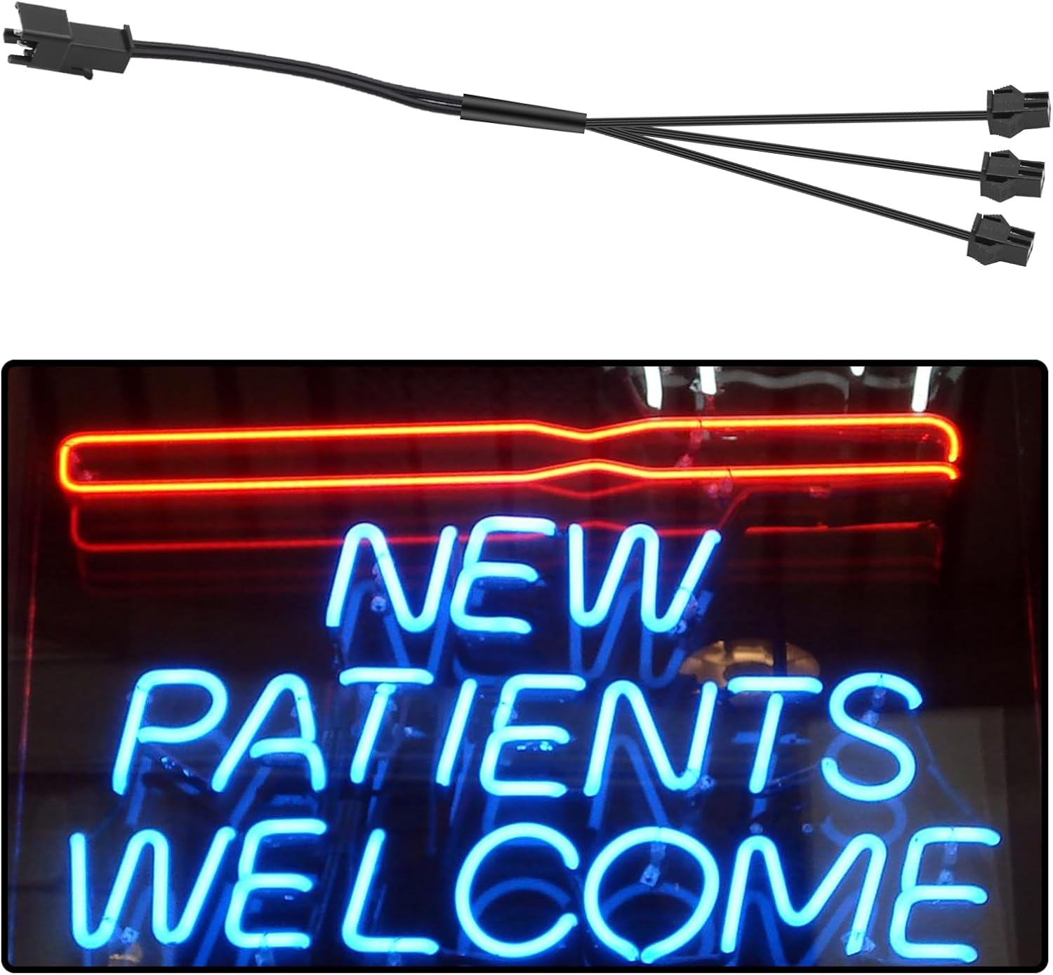 2PCS EL Panel Light Extension Cord, 3 in 1 Extension Wire Connector for Neon Sign Lights EL Light.