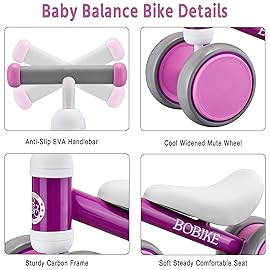 Baby Balance Bike Toys for 12-36 Months Kids Toy Boy Girls Gifts Toddler Best First Birthday Gift Children Walker No Pedal Infant 4 Wheels Bicycle (Purple)