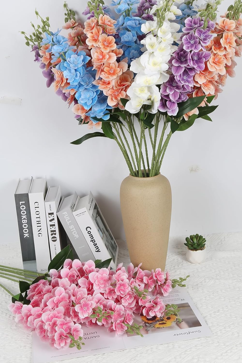 IPOPU Artificial Snapdragon Flowers,6PCS Pink Delphinium Flowers 33" Larkspur Artificial Flowers Long Stem Silk Flowers for Tall Vases Wedding Home Table Decor(Pink) - Image 6