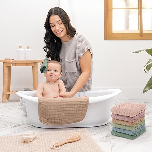 Miniatura 2 de Comfy Cubs - Toallitas de muselina para bebé, paquete de 6, trapos suaves de algodón, 6 capas, piel sensible, 10 x 10 pulgadas, tamaño grande, para