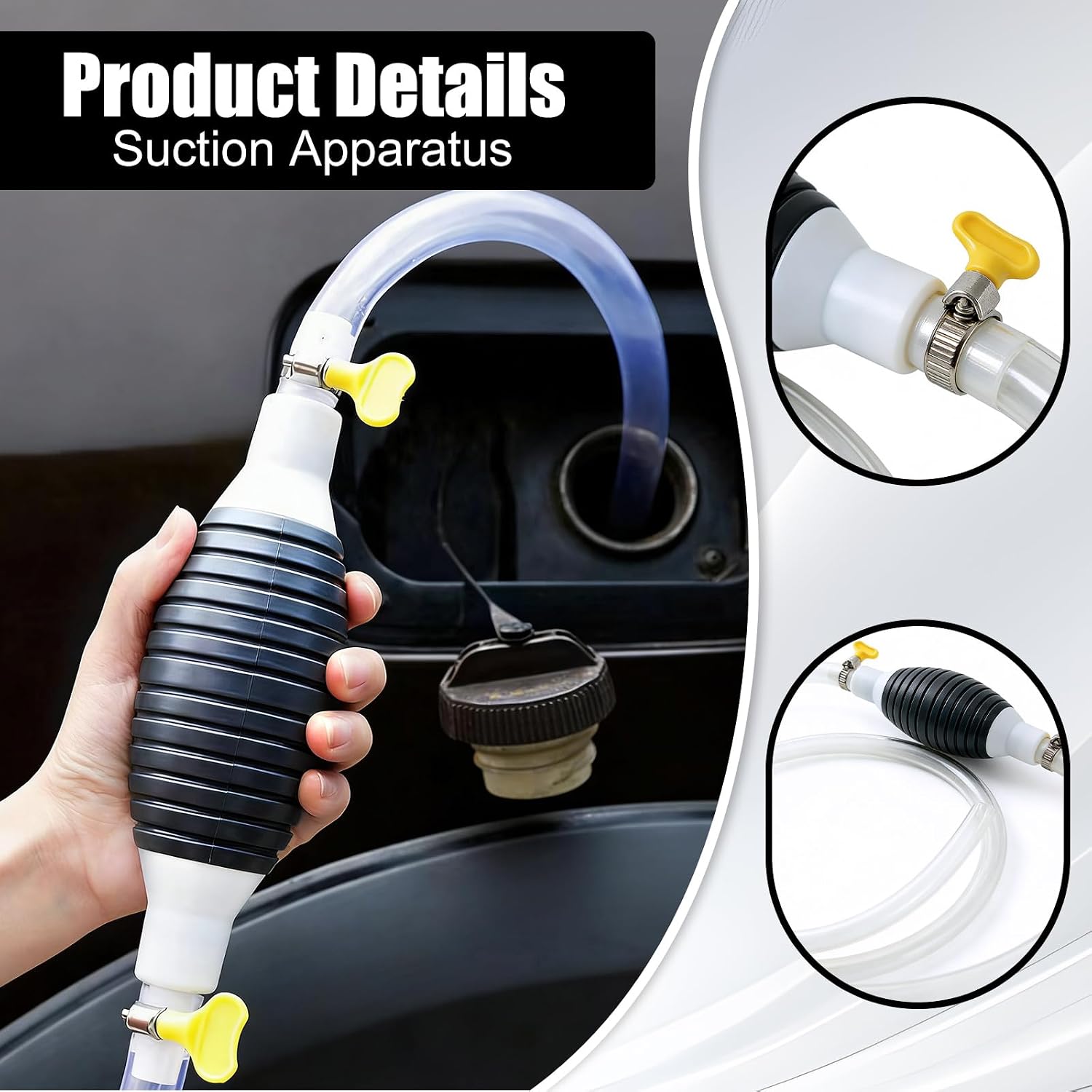 Multifunctional Liquid Siphon Pump, Large Diameter Manual Extractor for Gasoline,Home Use - with 3.2/4.9/6.5/9.8ft Hose (2PCS)