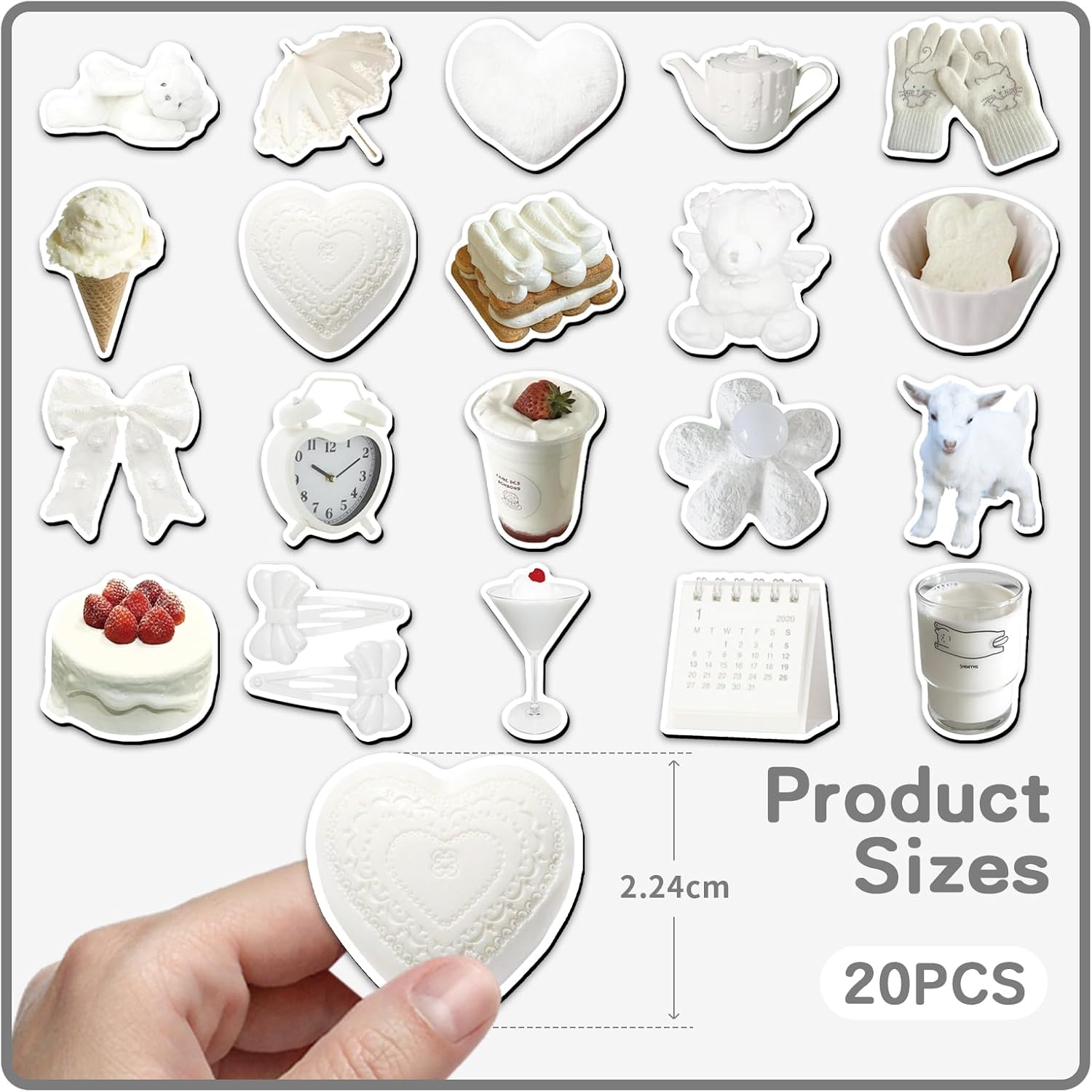 20PCS Ins Style White Macaron Refrigerator Magnets, Eco-Friendly ABS Strong Magnetic Stickers, Decoration & Note Stickers for Fridge, Computer, Luggage (White) image 3