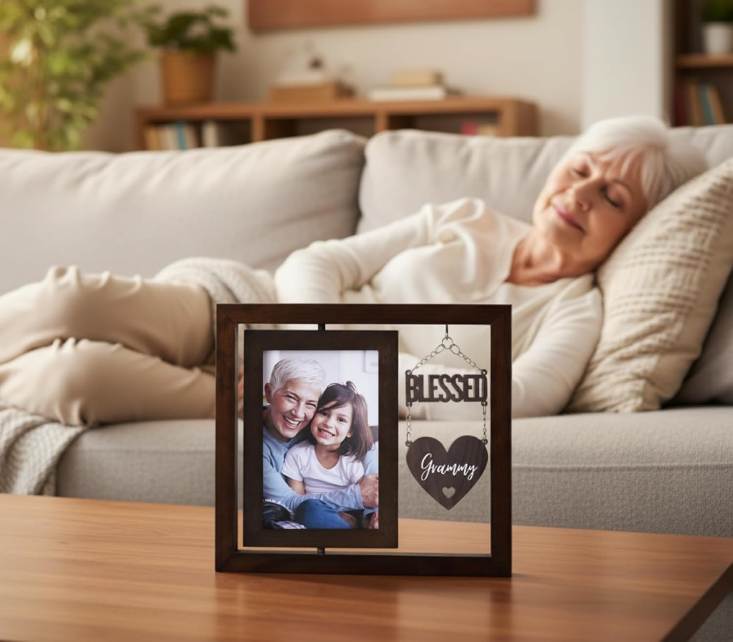 InnoBeta Grammy Gifts, Grandma Gifts from Grandchildren, Blessed Grammy Photo Frame, Mother's Day, Christmas, Birthday, Rotating 6R Picture Frame - Image 2