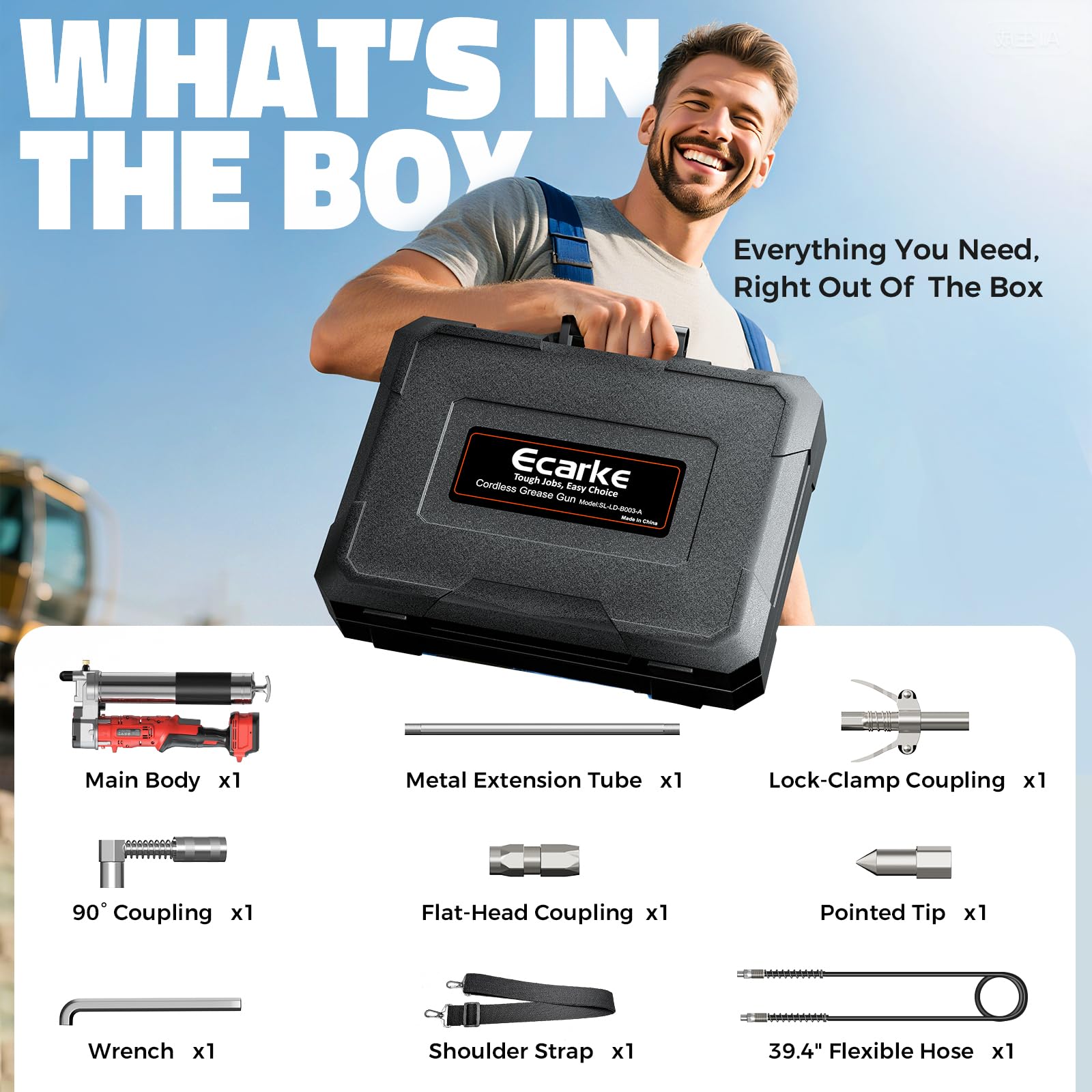 Ecarke Pistola de engrase con batería Compatible con baterías Milwaukee de 18 V