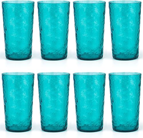 KX-WARE Vasos de agua acrílicos de 26 onzas, vasos de plástico más grandes, juego de 8 unidades color turquesa