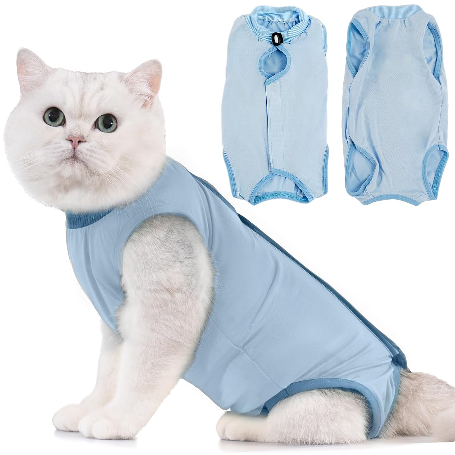 Avont Cat Recovery Suit - Kitten Onesie for Cats After Surgery, Cone of Shame Alternative Surgical Spay Suit for Female Cat, Post-Surgery or Skin Diseases Protection -Blue(M)